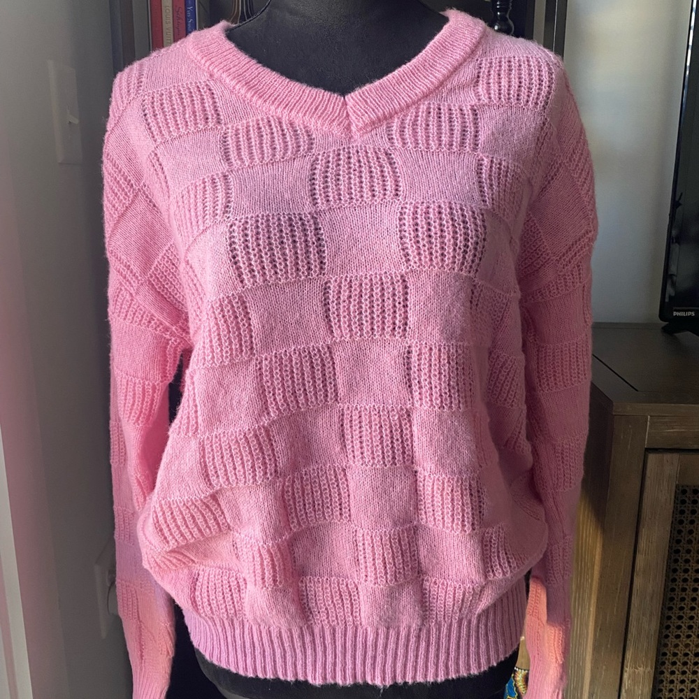 Pink checker board sweater